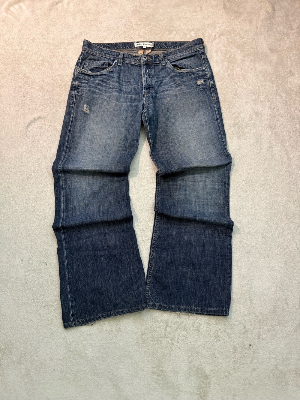 Juicy Couture Distressed Dark Blue Wide-Leg Jeans